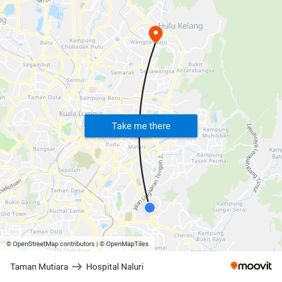 Taman Mutiara to Hospital Naluri map