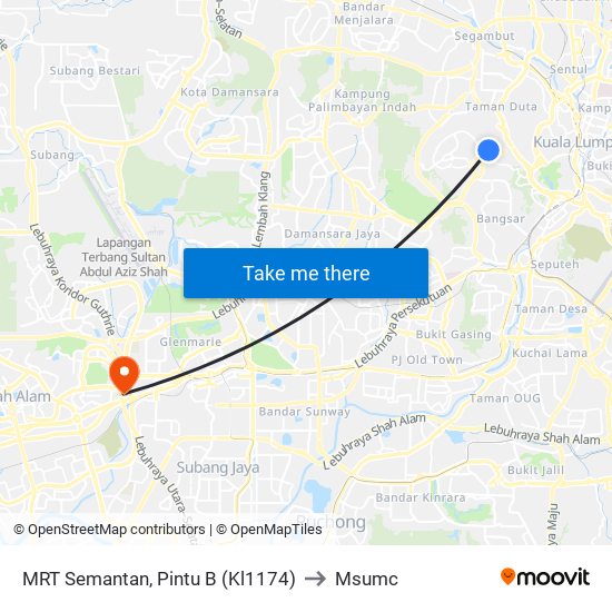 MRT Semantan, Pintu B (Kl1174) to Msumc map