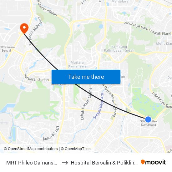 MRT Phileo Damansara, Pintu A (Pj823) to Hospital Bersalin & Poliklinik Pusrawi Corporation map