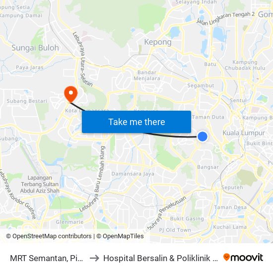 MRT Semantan, Pintu B (Kl1174) to Hospital Bersalin & Poliklinik Pusrawi Corporation map