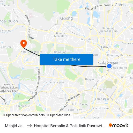 Masjid Jamek to Hospital Bersalin & Poliklinik Pusrawi Corporation map