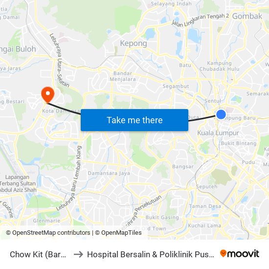 Chow Kit (Barat) (Kl46) to Hospital Bersalin & Poliklinik Pusrawi Corporation map