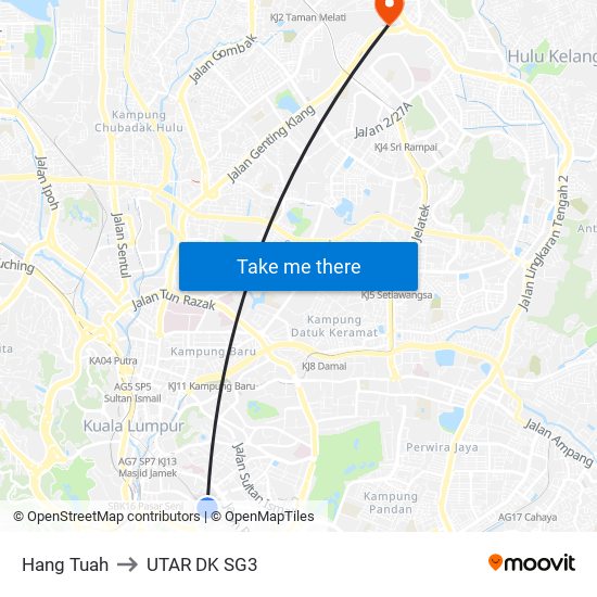 Hang Tuah to UTAR DK SG3 map