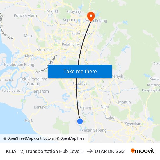 KLIA T2, Transportation Hub Level 1 to UTAR DK SG3 map