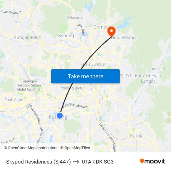 Skypod Residences (Sj447) to UTAR DK SG3 map