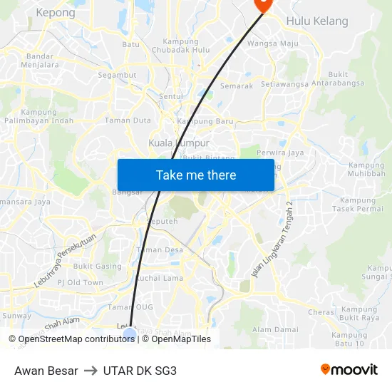 Awan Besar to UTAR DK SG3 map