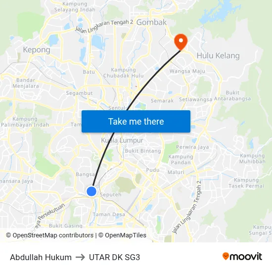 Abdullah Hukum to UTAR DK SG3 map