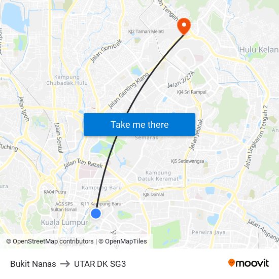 Bukit Nanas to UTAR DK SG3 map