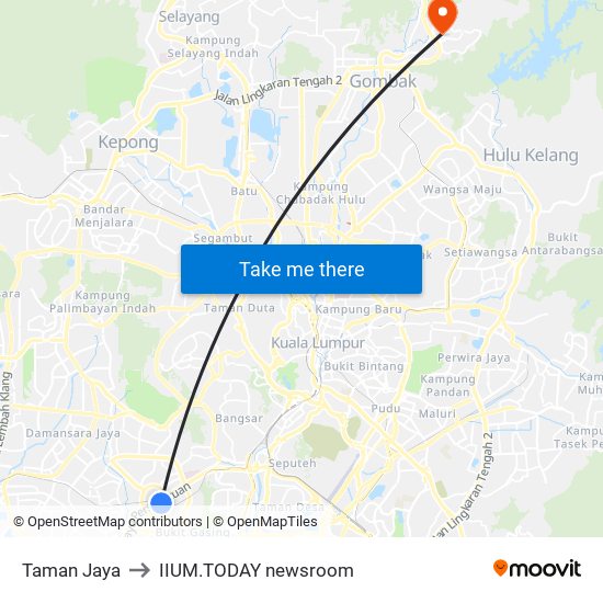 Taman Jaya to IIUM.TODAY newsroom map