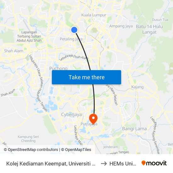 Kolej Kediaman Keempat, Universiti Malaya (Kl2348) to HEMs UniKL MFI map