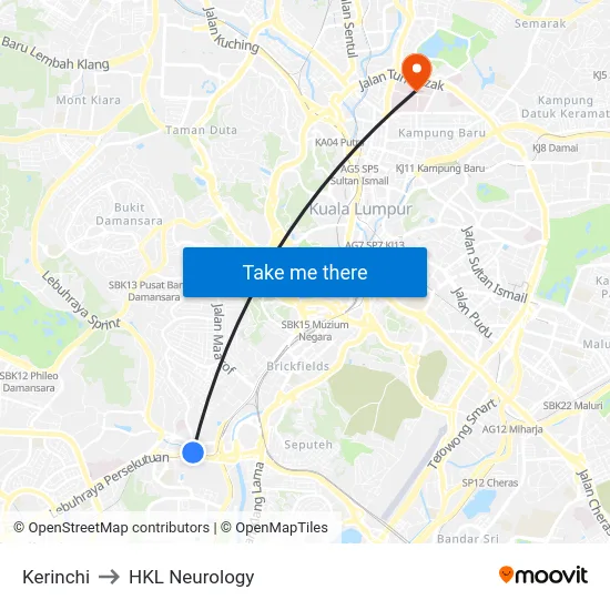 Kerinchi to HKL Neurology map