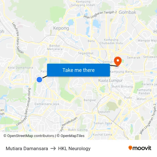 Mutiara Damansara to HKL Neurology map