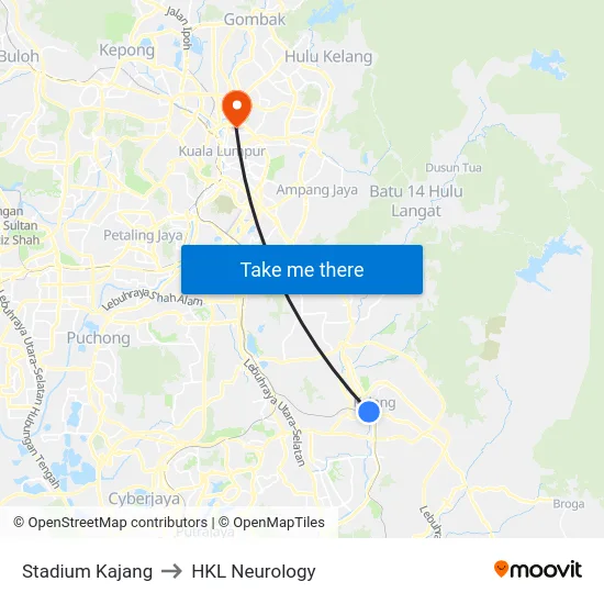 Stadium Kajang to HKL Neurology map