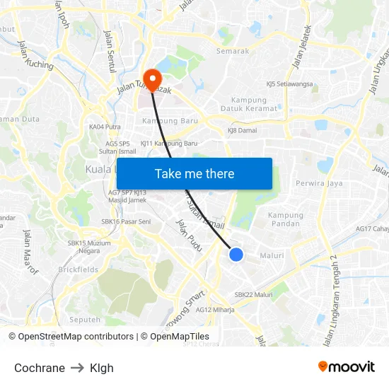 Cochrane to Klgh map