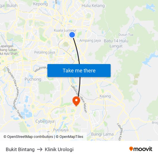 Bukit Bintang to Klinik Urologi map