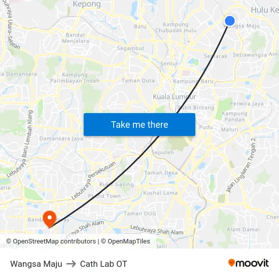 Wangsa Maju to Cath Lab OT map
