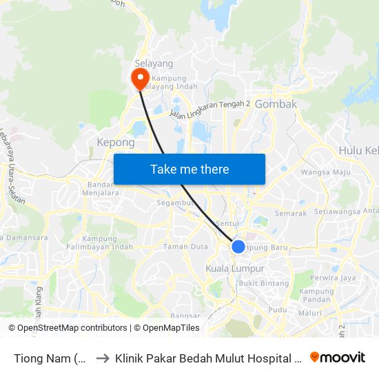 Tiong Nam (Kl42) to Klinik Pakar Bedah Mulut Hospital Selayang map