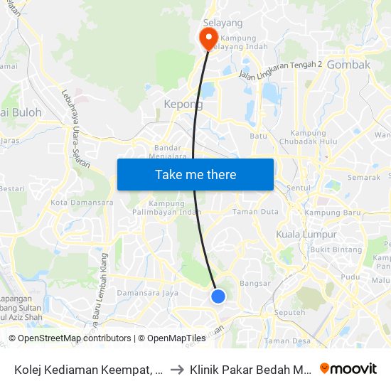 Kolej Kediaman Keempat, Universiti Malaya (Kl2348) to Klinik Pakar Bedah Mulut Hospital Selayang map