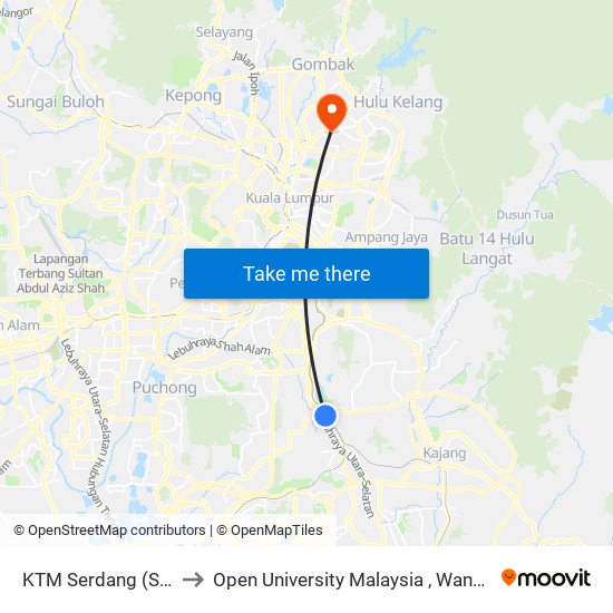 KTM Serdang (Sj596) to Open University Malaysia , Wangsa Maju map