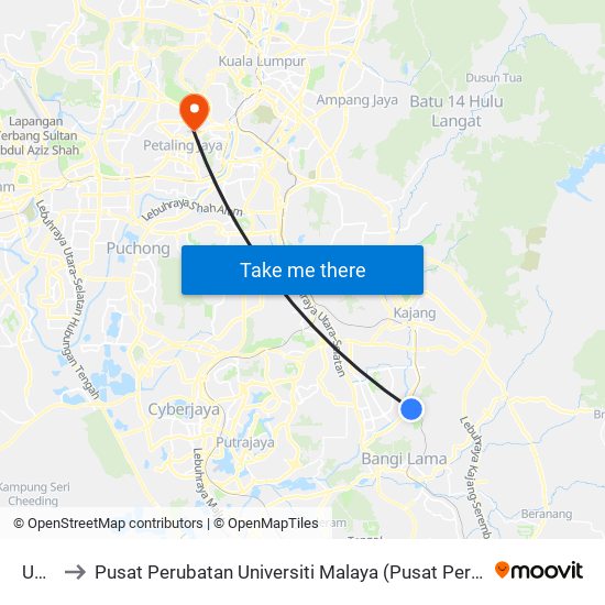 UKM to Pusat Perubatan Universiti Malaya (Pusat Perubatan UM) map