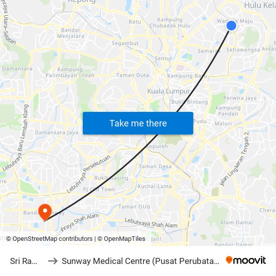 Sri Rampai to Sunway Medical Centre (Pusat Perubatan Sunway) map