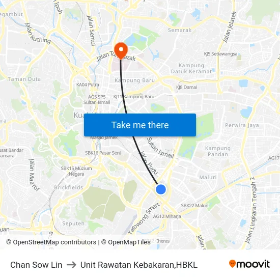 Chan Sow Lin to Unit Rawatan Kebakaran,HBKL map