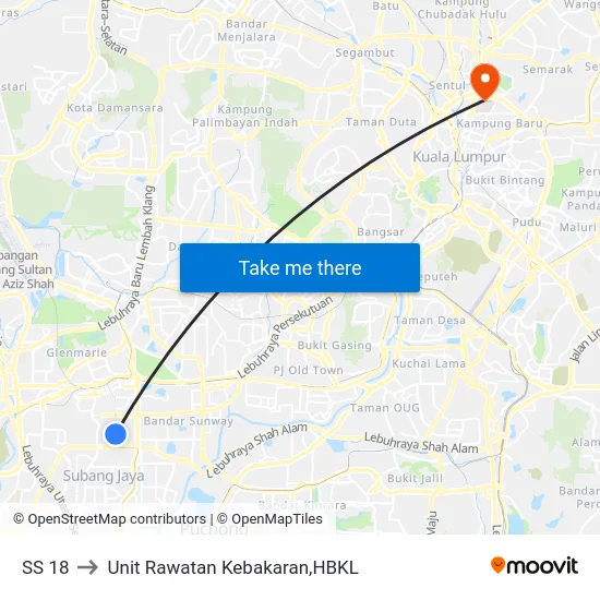 SS 18 to Unit Rawatan Kebakaran,HBKL map