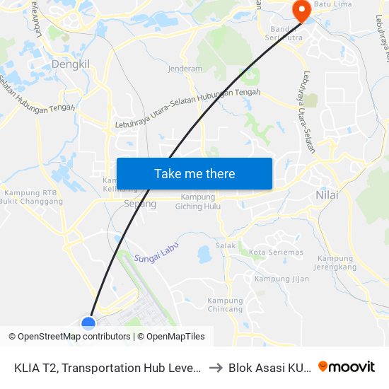 KLIA T2, Transportation Hub Level 1 to Blok Asasi KUIS map