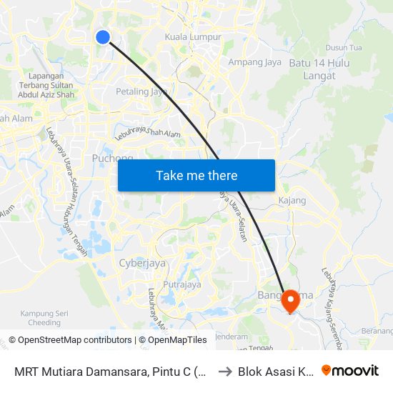 MRT Mutiara Damansara, Pintu C (Pj814) to Blok Asasi KUIS map