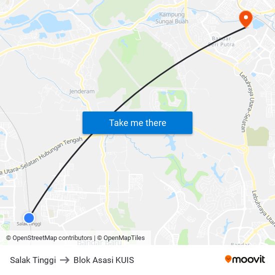 Salak Tinggi to Blok Asasi KUIS map