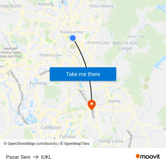 Pasar Seni to IUKL map