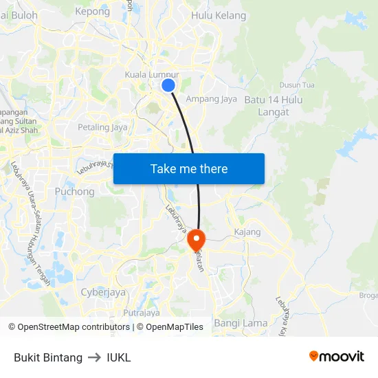 Bukit Bintang to IUKL map
