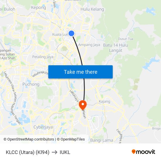 KLCC (Utara) (Kl94) to IUKL map