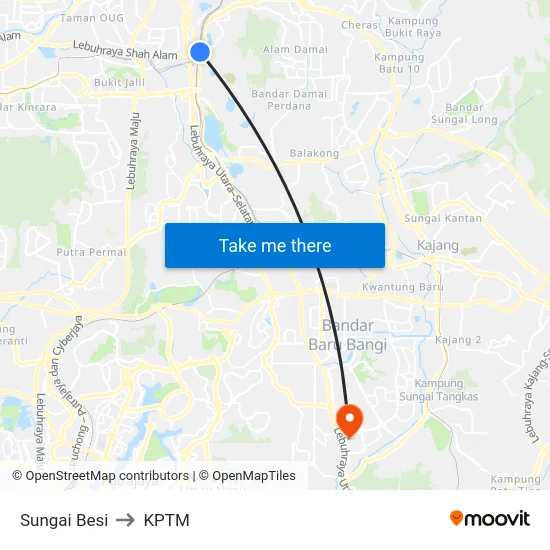 Sungai Besi to KPTM map