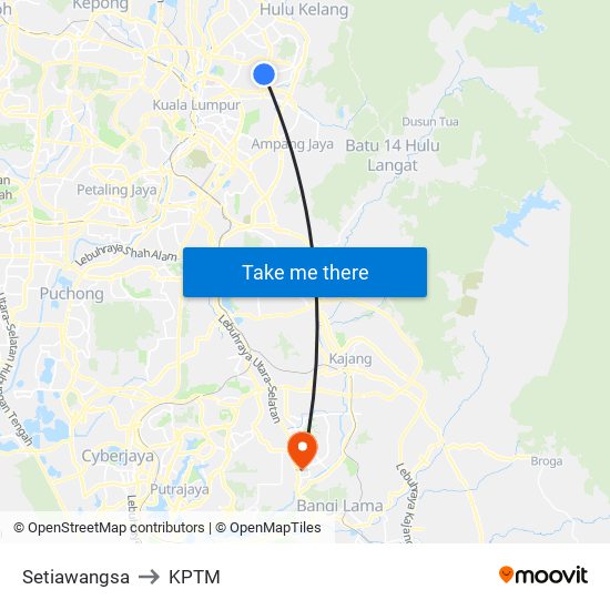 Setiawangsa to KPTM map
