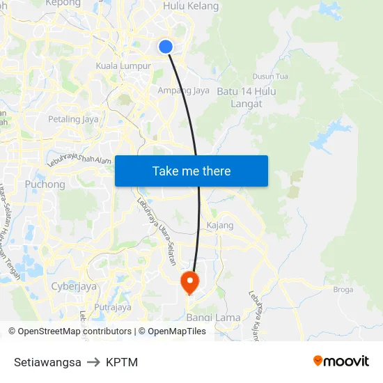 Setiawangsa to KPTM map