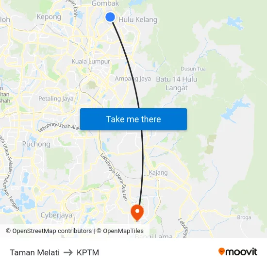 Taman Melati to KPTM map