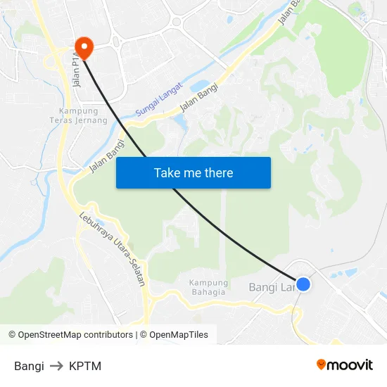 Bangi to KPTM map