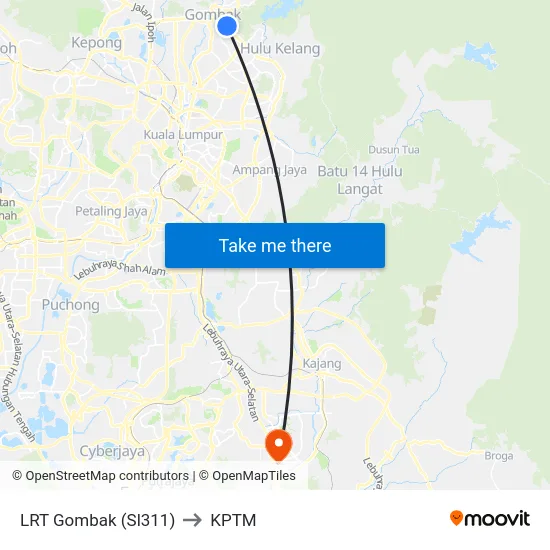 LRT Gombak (Sl311) to KPTM map