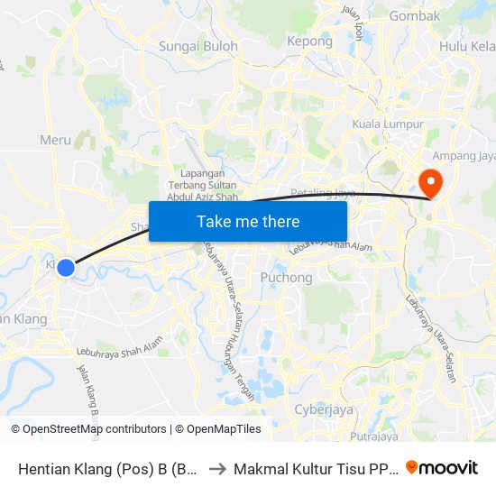 Hentian Klang (Pos) B (Bd664) to Makmal Kultur Tisu PPUKM map