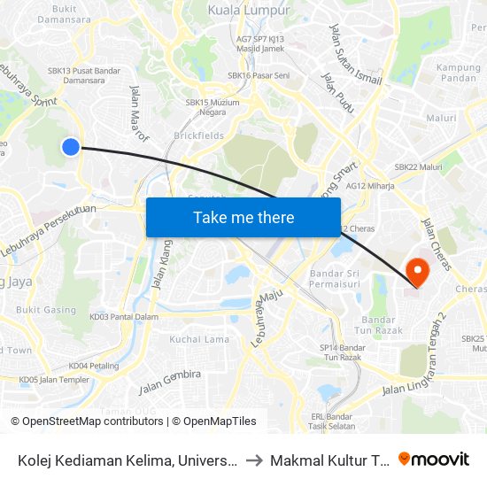Kolej Kediaman Kelima, Universiti Malaya (Kl2343) to Makmal Kultur Tisu PPUKM map