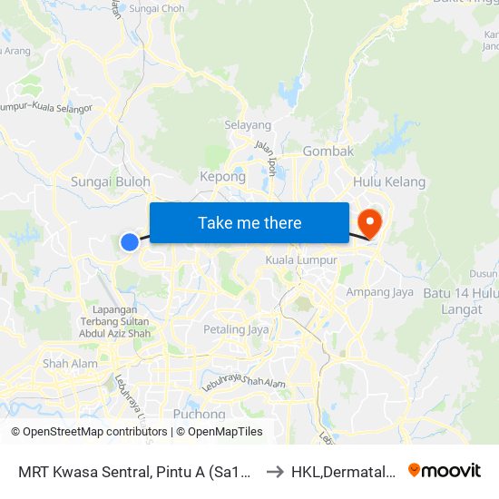 MRT Kwasa Sentral, Pintu A (Sa1020) to HKL,Dermatalogi map