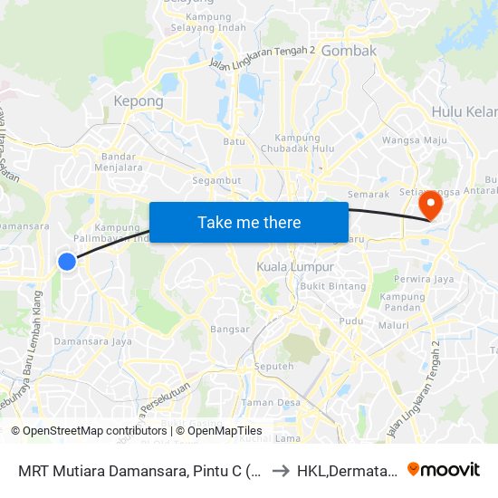 MRT Mutiara Damansara, Pintu C (Pj814) to HKL,Dermatalogi map