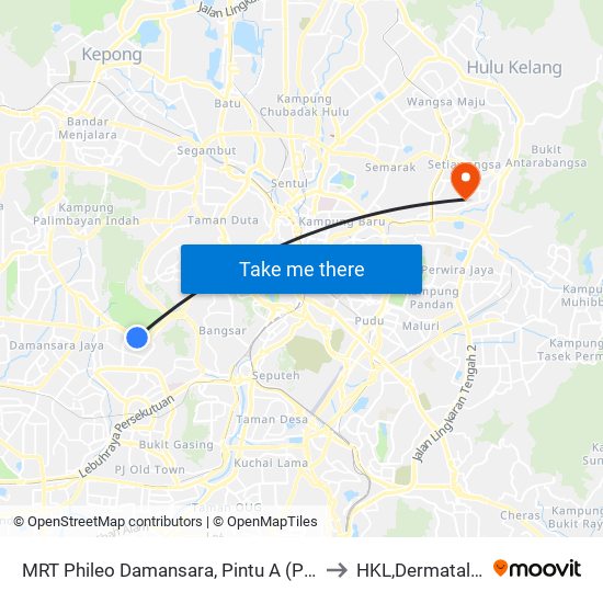 MRT Phileo Damansara, Pintu A (Pj823) to HKL,Dermatalogi map
