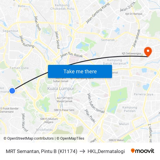 MRT Semantan, Pintu B (Kl1174) to HKL,Dermatalogi map