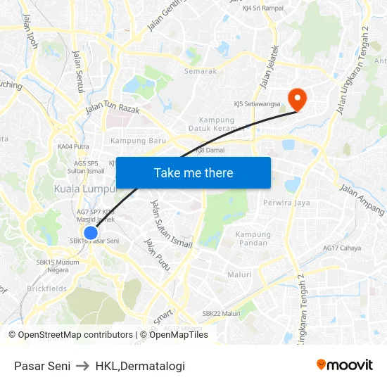 Pasar Seni to HKL,Dermatalogi map