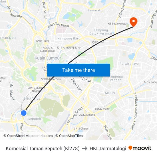 Komersial Taman Seputeh (Kl278) to HKL,Dermatalogi map