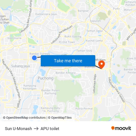 Sun U-Monash to APU toilet map