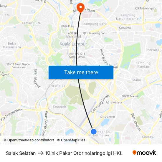 Salak Selatan to Klinik Pakar Otorinolaringoligi HKL map