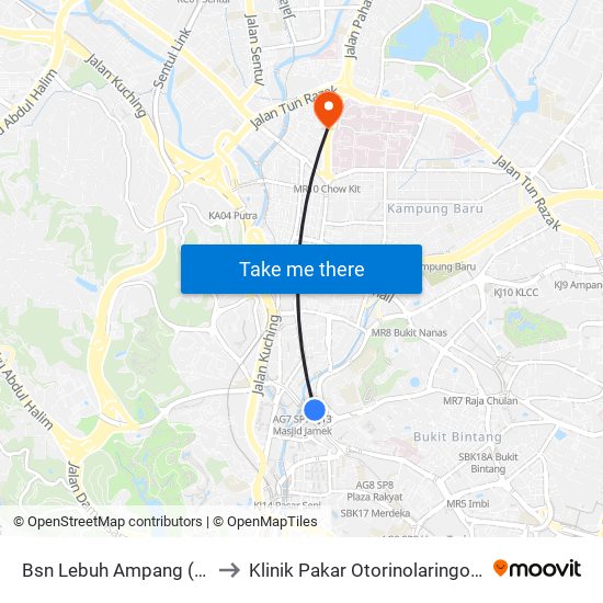 Bsn Lebuh Ampang (Kl117) to Klinik Pakar Otorinolaringoligi HKL map